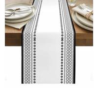 Vintage Bohemia Table Runner 48 Inches Long, Black Geometric Abstract Striped Country Washable Table Runners Heat-Insulation Kitchen Dining Table Decorations for Home Party Decor, 13"x48"