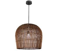 Vintage Bohemian Pendant Light Cord Flush Mount Ceiling Light Woven Kitchen Chandelier Brown Bamboo Woven Hanging Lamp Farmhouse Rustic Cage Dome Pendant Lighting