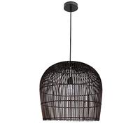 Vintage Bohemian Pendant Light Cord Flush Mount Ceiling Light Woven Kitchen Chandelier Brown Bamboo Woven Hanging Lamp Farmhouse Rustic Cage Dome Pendant Lighting