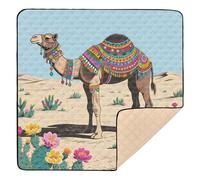 Vintage Boho Camel Cactus Flowers Large Sturdy Baby Playmat for Indoor Outdoor Comfortable Foldable Activity Entertainment Mat for Baby Kids Toddlers Infants, 50'' x 50''de actividades para