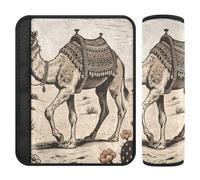 Vintage Boho Camel Cactus Flowers seat Belt Shoulder Strap pad,Stop seat Belt Cutting into Neck,seat Belt Protector for Sedan Airplane Bag Protector para cinturón de carro 2 pcs