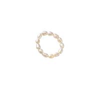 Vintage Boho Cultured Pearl Adjustable Beaded Wrap Ring,Trendy Elastic Freshwater Pearl Rings for Women,Fashion Heart Shell Stacking Rings for Teen Girls, Pearl, Pearl