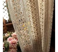 Vintage Boho Curtains for Living Room, Handmade Crochet Curtains Farmhouse Hollow Out Knitting Lace Curtains for Sliding Glass Door Light Filtering Drapes for Bedroom 1 Panel, W59'' x L59''