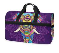 Vintage Boho Elephant Travel Duffel Bag for Men Women Boys Girls Teens,Oversized Sports Gym Bag with Shoes Compartment Overnight Weekend Yoga Workout Bag Training Handbag