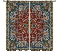 Vintage Boho Floral Curtain,Rustic Country Bohemian Red Blue Flower Print Home Decor Drapes for Bedroom Living Room Kitchen Window Treatment 2 Panels Set Total Size 42" W X 45" L Inch
