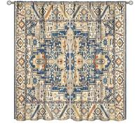 Vintage Boho Floral Curtains,Rustic Country Farmhouse Bohemian Blue Flower Print Home Decor Drapes for Bedroom Living Room Kitchen Window Treatment 2 Panels Set Total Size 42" W X 45" L Inch