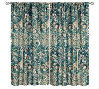 Vintage Boho Floral Plant William Morris Blackout Window Curtains, Retro Rustic Farmhouse Flowers Pattern Print Window Drapes, for Living Room Bedroom 42x45in 2 Panels