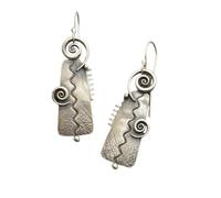 Vintage Boho Geometric Textured Zigzag Design Drop Earrings for Women Wedding Band Jewelry Gifts