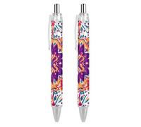 Vintage Boho Mandala Retractable Ballpoint Pen Black Ink Ball Point Pen Work Pens 2 PCS
