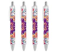 Vintage Boho Mandala Retractable Ballpoint Pen Black Ink Ball Point Pen Work Pens 4 PCS
