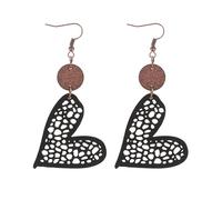 Vintage Boho Wooden Leather Dangle Earrings Handmade Heart Round Flower Water Drop Shape Retro Hollow Cut-Out Earrings Bohemian Jewelry for Women Christmas Gifts, One Size, Wooden Leather, No Gemstone