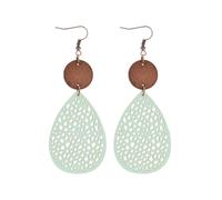 Vintage Boho Wooden Leather Dangle Earrings Handmade Heart Round Flower Water Drop Shape Retro Hollow Cut-Out Earrings Bohemian Jewelry for Women Christmas Gifts, One Size, Wooden Leather, No Gemstone