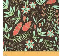 Vintage Bontanical Fabric by The Yard Floral Leaves Pine Tree Branches Theme Upholstery Fabric for Chairs Couch Nature Theme Decorative Waterproof Fabric 1 Yard,(L92*W150cm) Dark Brown