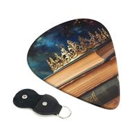 Vintage Book 6 Pack Guitar Picks With Holder, Personalized Guitar Plectrums Non-Slip Portable Ukulele Bass Picks 0.71mm For Acoustic Guitar Lovers Gifts
