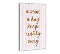 Vintage Book Art Cute Reading Poster Nook Print Lovers Wall Decor Gift For Readers Room Frame-style 16x24inch(40x60cm)