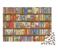 Vintage Book Collection Recycled Cardboard Jigsaw Puzzles for School-Aged Children Bookshelf 1000-Piece Challenging & Brainteasing 38x26cm/1000pcs
