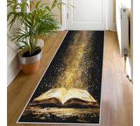 Vintage Book Hallway Rug 60x240 Washable Gold Magic Book Print Kitchen Carpet Runners Low Pile Non-Shedding Bedroom Living Room Runner Rug, Fantasy Kids Floor Mat for Indoor Entryway Xl264