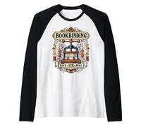 Vintage Bookbinding Fold Sew Bind Bookbinder Distressed Art Raglan Baseball Tee
