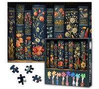 Vintage Books Puzzles for Adults - Challenging Jigsaw Puzzles for Adults, Botanical Flowers Puzzle Difficult (27.5"x19.7"), Family Game Night Activity & Modern Home Wall Decor Gift