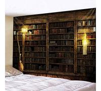 Vintage Bookshelf Wall Hanging - Study Room Picture Tapestry Retro Bookshelf Wall Art Library Bohemian Hippie Tapestries Bedroom College Dorm Decor