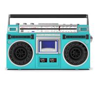 Vintage Boombox Retro Stereo System with AM/FM Radio, CD Player, Cassette Recorder, USB/SD Input, Built-in Speakers, and 3.5mm Headphone Jack - 80s Style for Home and Travel