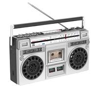 Vintage Boombox Stereo System with AM/FM Radio, CD Player & Cassette Recorder | USB/SD Input, Built-in Speakers, 3.5mm Headphone Jack | Retro 80s Style for Home & Travel