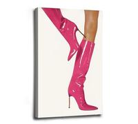 Vintage Boots Wall Art Trendy Rose Red Room Decor Trendy Rose Red Boots Poster Canvas Print Feminism Preppy Girl Wall Decor Aesthetic Bar Cart Art Suitable for Bedroom Apartment Dormitory Living Room