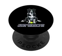 Vintage Border Collie Retro Dog Mom Dad Just Throw Herding PopSockets Adhesive PopGrip
