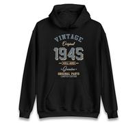 Vintage Born in 1945 Hoodie. Birthday Gift. Well Aged Original Parts Hoodie Black