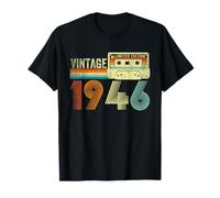 Vintage Born in 1946 Cassette Tape 80th Birthday 80 Year Old T-Shirt