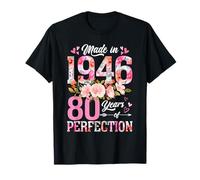 Vintage Born In 1946 Floral 80th Birthday Gifts 80 Year Old T-Shirt