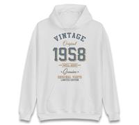 Vintage Born in 1958 Hoodie. Birthday Gift. Well Aged Original Parts Hoodie White