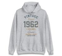 Vintage Born in 1962 Hoodie. Birthday Gift. Well Aged Original Parts Hoodie Heather Grey