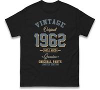 Vintage Born in 1962 T-Shirt. Birthday Gift. Well Aged Original Parts T-Shirt Black