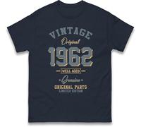 Vintage Born in 1962 T-Shirt. Birthday Gift. Well Aged Original Parts T-Shirt Navy