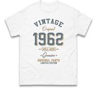 Vintage Born in 1962 T-Shirt. Birthday Gift. Well Aged Original Parts T-Shirt White