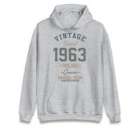 Vintage Born in 1963 Hoodie. Birthday Gift. Well Aged Original Parts Hoodie Heather Grey