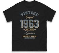 Vintage Born in 1963 T-Shirt. Birthday Gift. Well Aged Original Parts T-Shirt Black