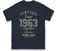 Vintage Born in 1963 T-Shirt. Birthday Gift. Well Aged Original Parts T-Shirt Navy