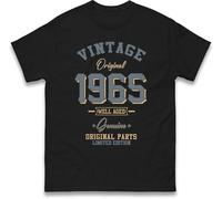 Vintage Born in 1965 T-Shirt. Birthday Gift. Well Aged Original Parts T-Shirt Black