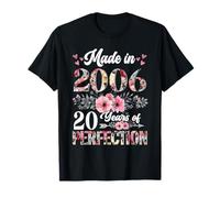 Vintage Born in 2006 Floral 20th Birthday Gifts 20 Year Old T-Shirt