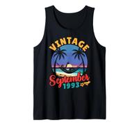 Vintage Born in September 1993 Happy Birthday 33 Years Old Tank Top