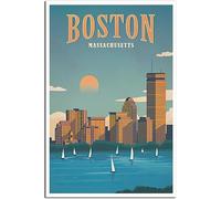 Vintage BOSTON Massachusetts Sunrise Travel Poster Retro Wall Art Canvas Poster Art Print Home Decor Room Decor Unframed 60x90cm