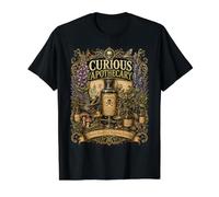 Vintage Botanical Apothecary Gothic Herb Illustration Design Value Graphic T-Shirt, Men, Black, M