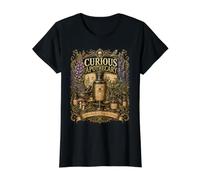 Vintage Botanical Apothecary Gothic Herb Illustration Design Value Graphic T-Shirt, Women, Black, S