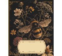 Vintage Botanical Bee Notebook: Wide Ruled Composition Notebook for School, Journaling & Note Taking: | Floral Honey Bee Design | 7.5 x 9.25 in | 150 Pages