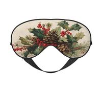 Vintage Botanical Brown Pinecones Holly Leaves Sleep Mask Eye Mask with Adjustable Strap, Eye Sleep Shade Cover Blocks Light for Women Men Airplane Travel Nap Meditation