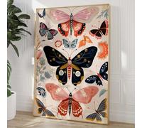 Vintage Botanical Butterfly Painting - Watercolor Plant Poster, Boho Rustic Wall Art, 16x24 Inch Frameless