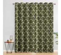 Vintage Botanical Curtains Blackout, 84 Inch Drop, Green Leaf Traditional Thermal Blackout Eyelet Curtains, Bedroom Living Room Decor Window Drapes 52 x 84, 2 Panels BT93