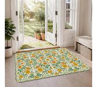 Vintage Botanical Floral Garden Marigold Victorian Area Rug 2' X 3' | Victorian Botanical Style, Intricate Leafy Vines, Cream Background, Farmhouse Entryway Decor, Spring Garden Atmosphere